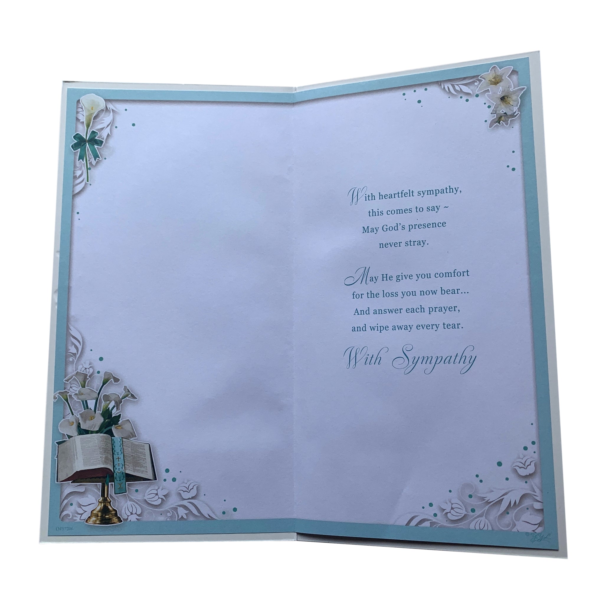 Loss of Wife Bible and Lily Flower Design Sympathy Opacity Card