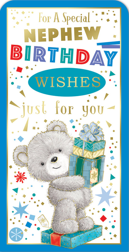 For a Special Nephew Teddy Design Birthday Luxury Gift Money Wallet Card