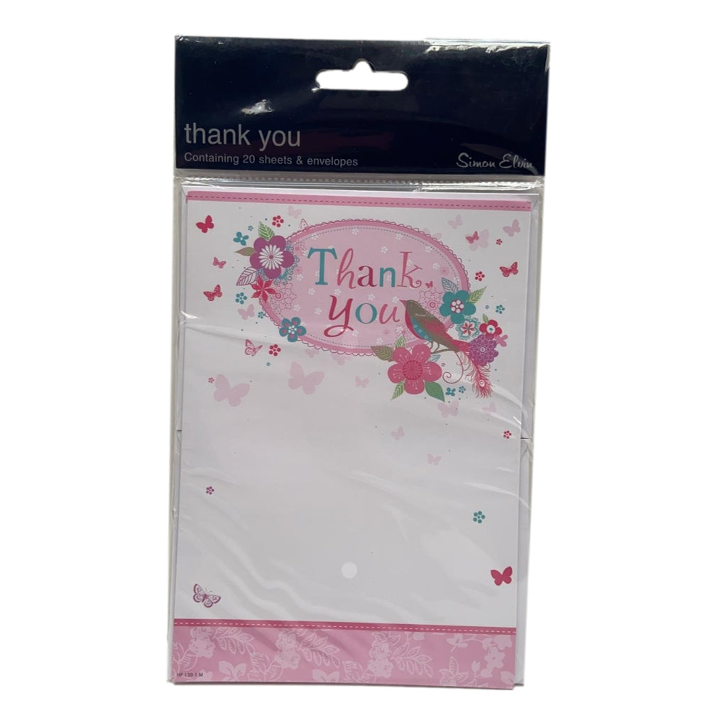 Pack of 20 Simon Elvin Thank You Pape Sheets & Envelopes (thank you design)