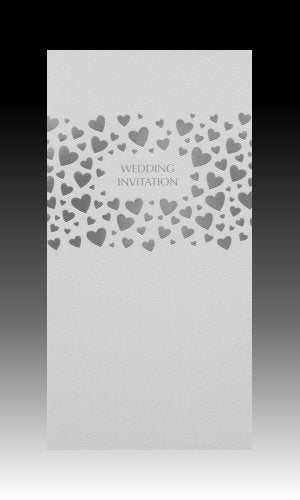 Pack of 8 Luxury White Wedding Invitations with Silver Hearts