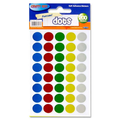Pack of 200 Dots Self Adhesive Stickers by Crafty Bitz