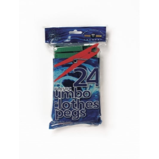 Plastic Jumbo Clothes Pegs (24 Pack)