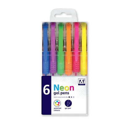 Pack of 6 Neon Gel Pens