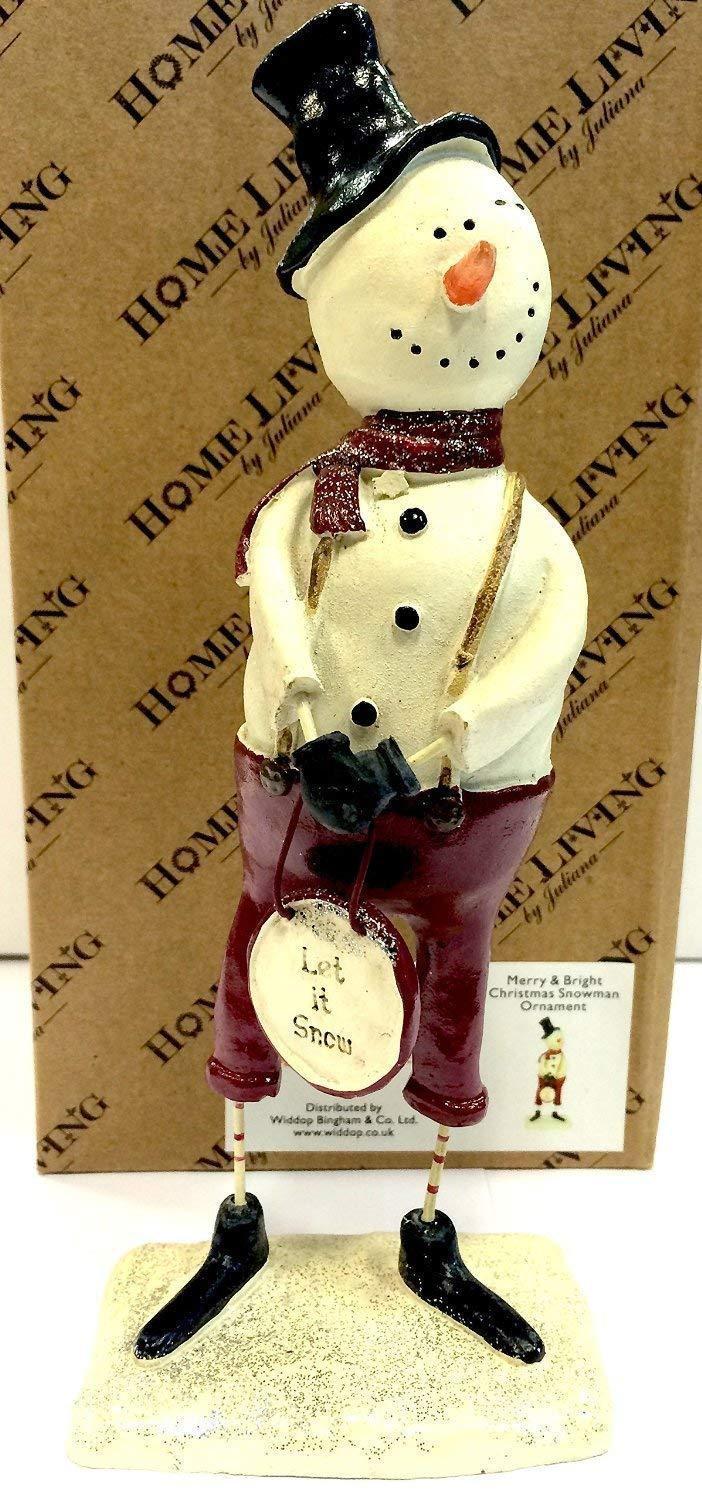 Merry & Bright Christmas Snowman 'Let It Snow' Statue Ornament
