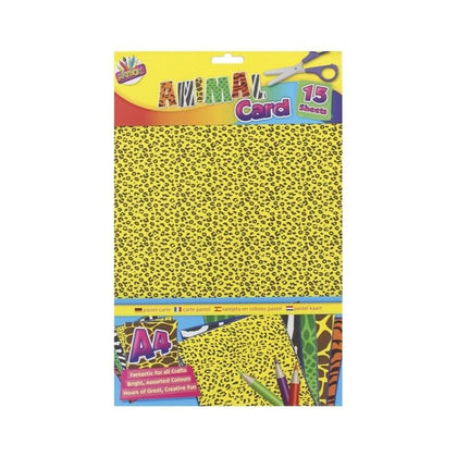 Pack of 15 A4 Assorted Animal Print Card Sheets