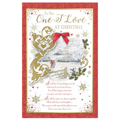 To The One I Love Couple Walking in Winter Wonderland Design Christmas Card