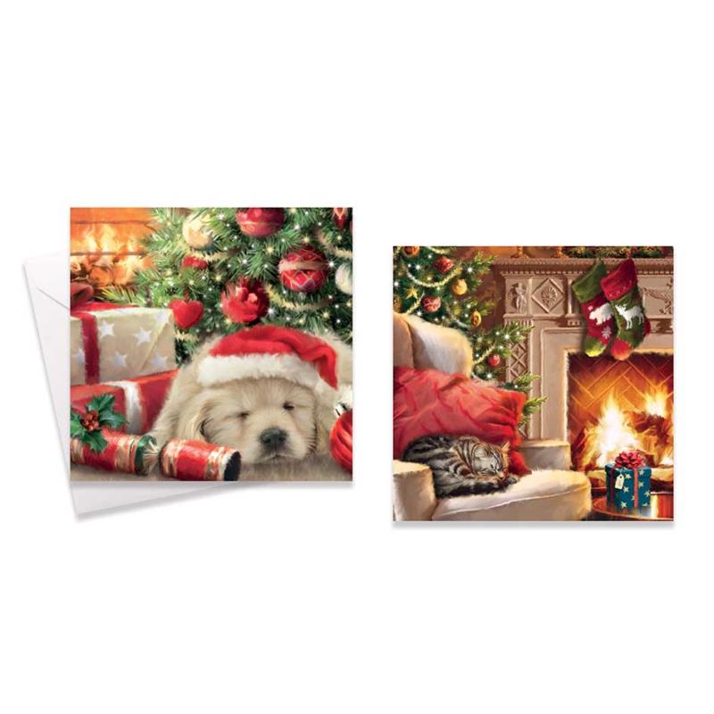 Pack of 10 Square Platform Christmas Cards With Envelopes - Warm Senti ...