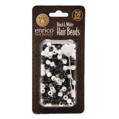 Pack of 250 Enrico Shonalli Black And White Hair Beads