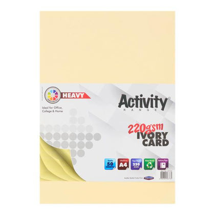 Pack of 50 Sheets A4 220gsm Ivory Heavy Card by Premier Activity