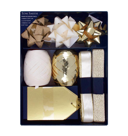 Pack of Gold and Cream Traditional Gift Wrapping Accessory Set