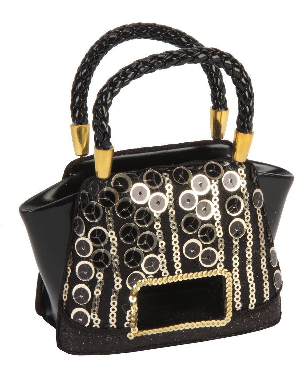Sophia Handbag Shape Speakers Sound Enhancers - Black + Gold Sequins