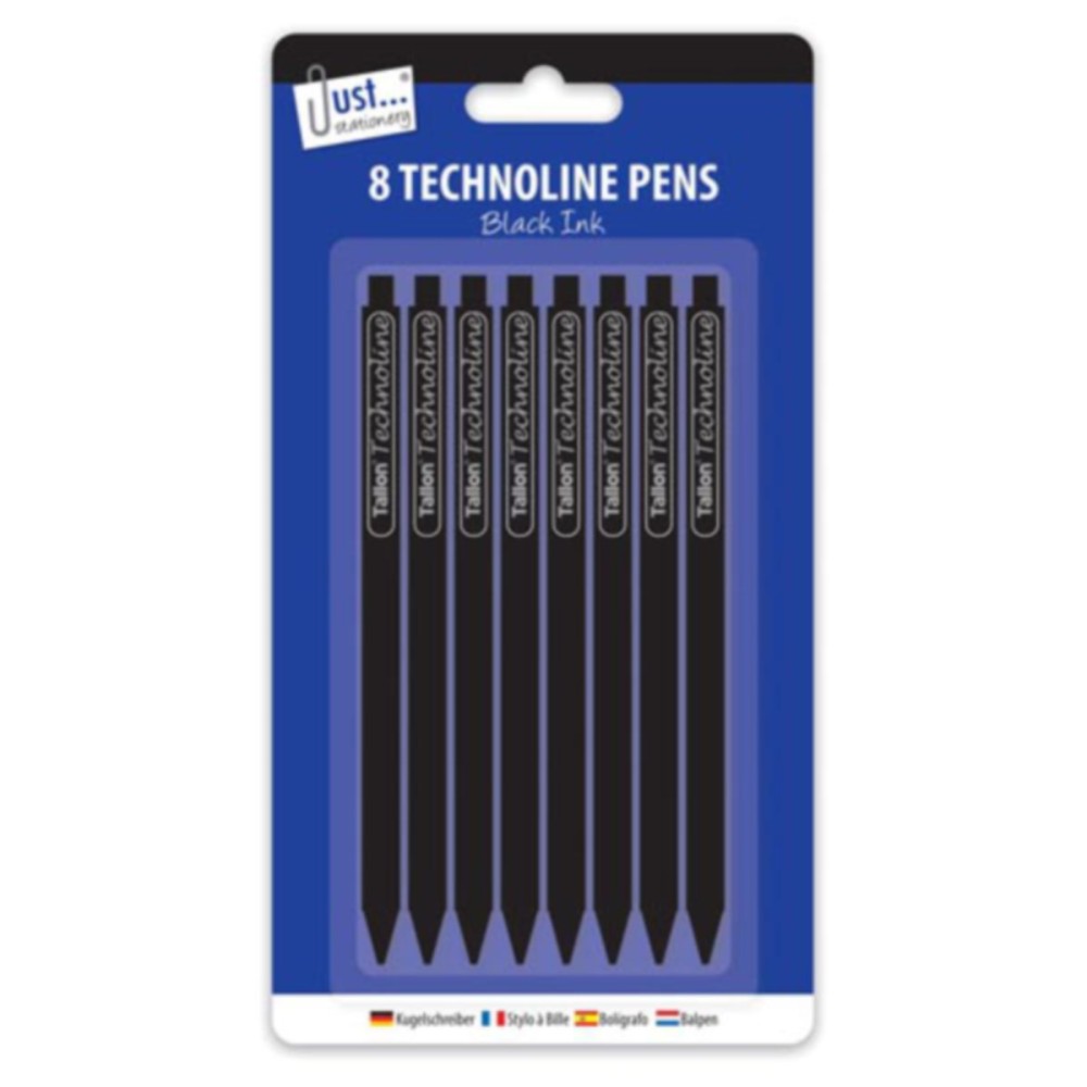 Pack of 8 Technoline Pens Black Ink Only– Choice Wholesale