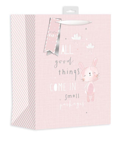 Pack of 12 Baby Bunny Pink Large Gift Bags
