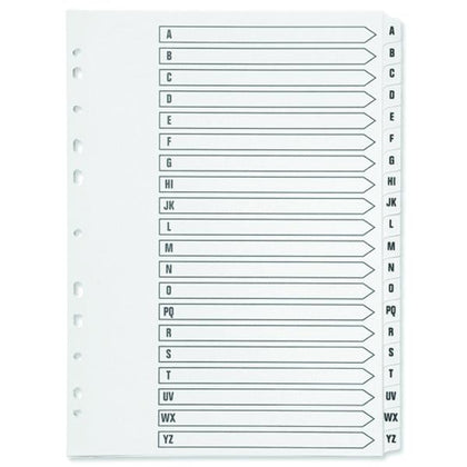 20-Part A4 A-Z Index Multi-Punched Reinforced Board Clear White Tab