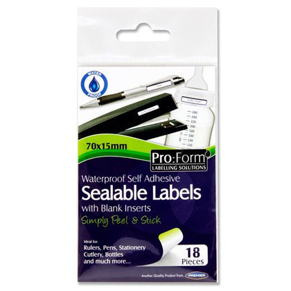 Pack of 18 Waterproof Self Adhesive Sealable Labels by Pro:Form