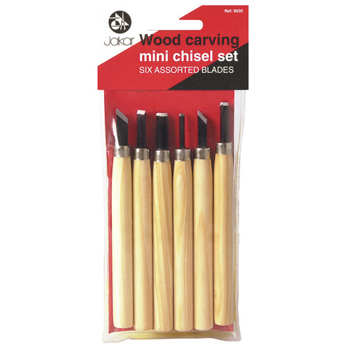 Wood Carving Mini Chisel Set - 6 Assorted Blades- Jakar
