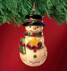 Mini Ceramic Personalized Snowman Ornament-Katie