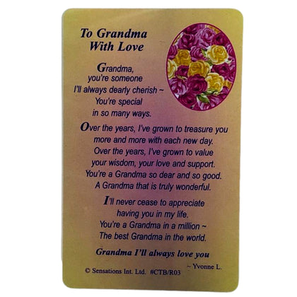 To Grandma With Love..Wallet Card (Sentimental Keepsake Wallet / Purse Card)