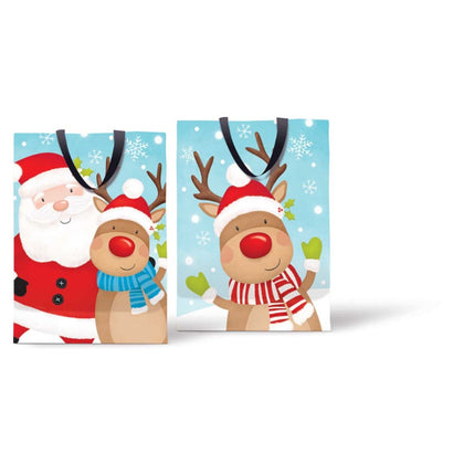 Pack of 12 Extra Large Christmas Bag Cute Reindeer and Santa