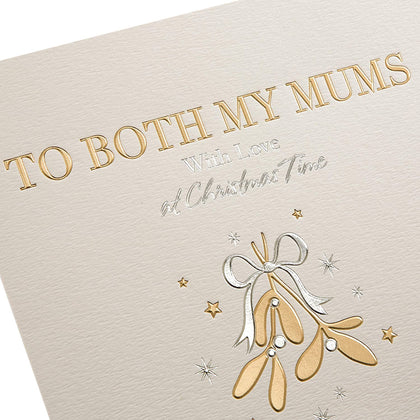 Christmas Studio Card for 'Both My Mums' with Simple Gold Foiled Design