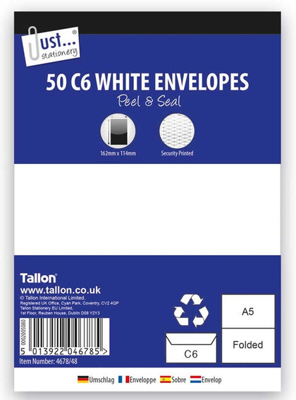 50 C6 White peal & seal Envelopes