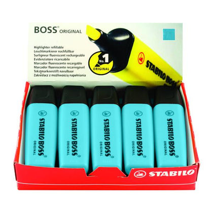 Pack of 10 Stabilo Boss Original Blue Highlighters