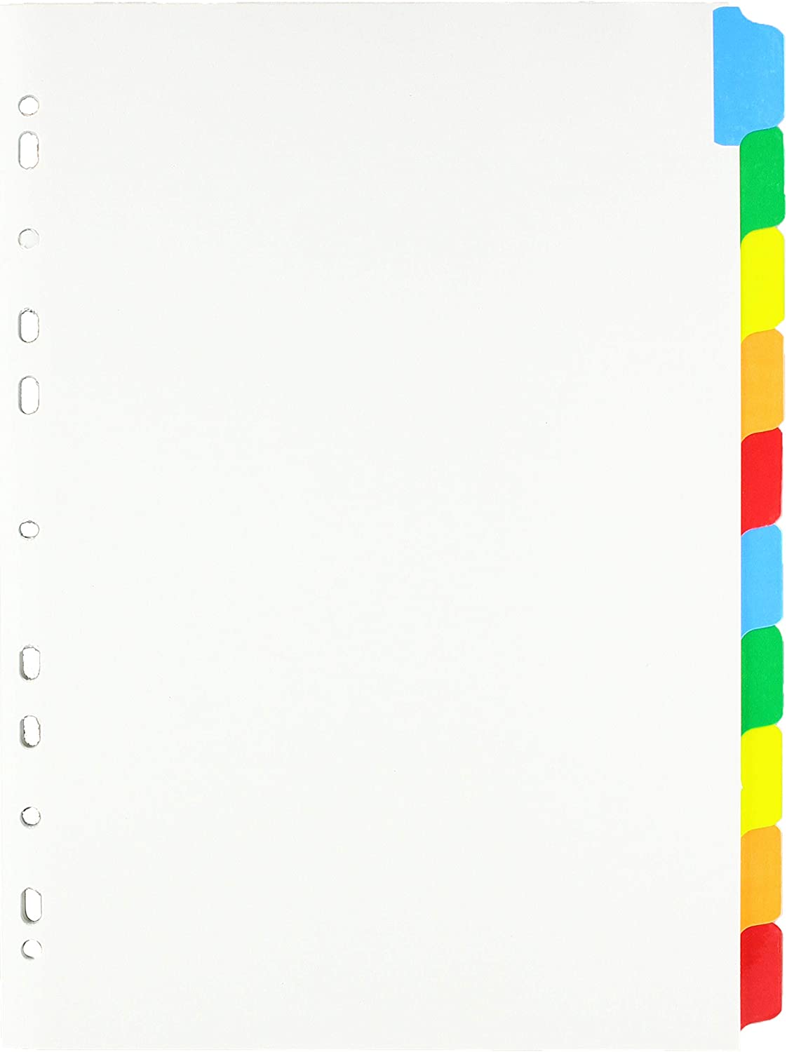 Q-Connect 10-Part Index Multi-punched Reinforced Board Multi-Colour Blank Tabs A4 White KF01526