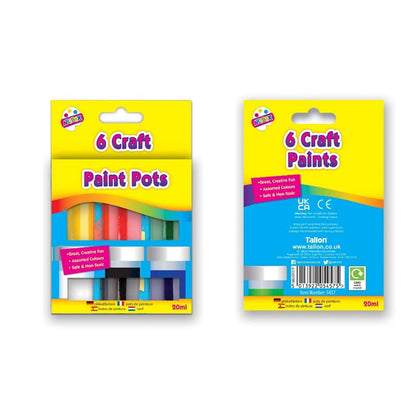 Pack of 6 20ml Craft Paint Pots