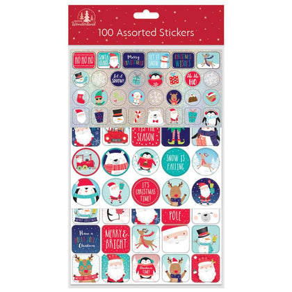 Pack of 100 Assorted Christmas Stickers
