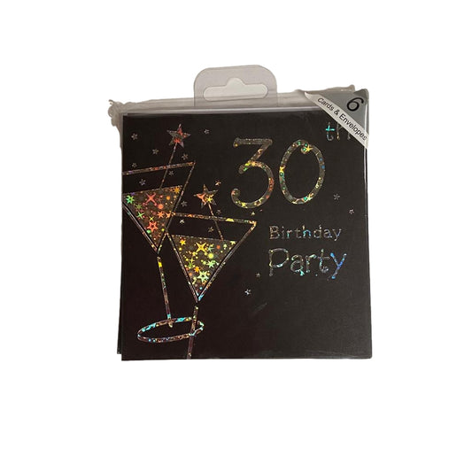 30th Birthday Invitation Card Pack Of 6