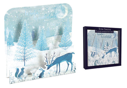 Pack of 5 Handcrafted Winter Scene Design Christmas Greeeting Cards