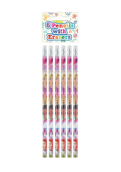 Pack of 6 Princess Pencils with Erasers