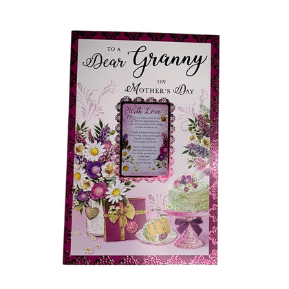 To A Dear Granny Cake And Flowers Design Mother's Day Card