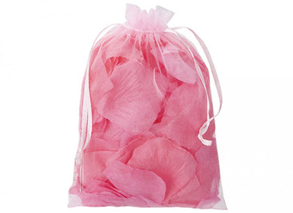 Fabric Decorative Pink Petals In Organza Bag