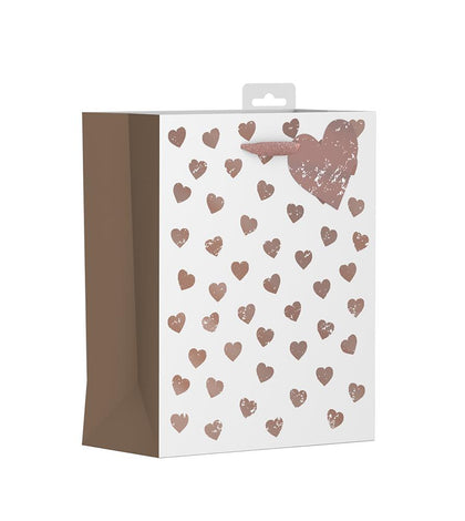 Brown Hearts Design Medium Gift Bag