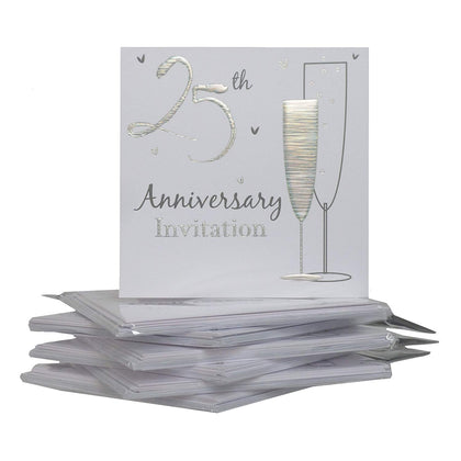 25th Silver Wedding Anniversary Party Invitations {Holographic} 36 Cards with Envelopes
