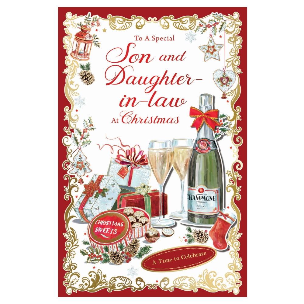 To a Special Son and Daughter In Law Elegant Christmas Celebration Card