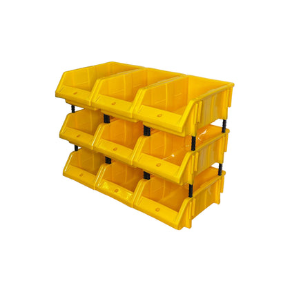 Set of 30 Stackable Yellow Storage Pick Bin with Riser Stands 325x210x130mm