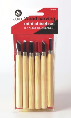 Wood Carving Mini Chisel Set - 6 Assorted Blades- Jakar