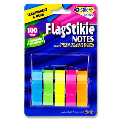 Pack of 100 Sheets Neon Pop Up Flag Page Markers by Stik-Ie