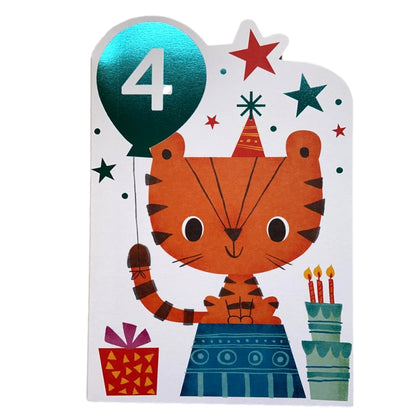 You're 4th Cute Cat Die Cut Design Birthday Card